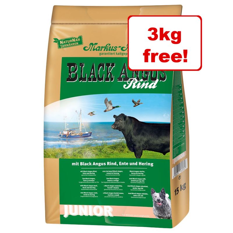 15kg Black Angus Junior Dry Dog Food - 12kg + 3kg Free! * Pet Supplies