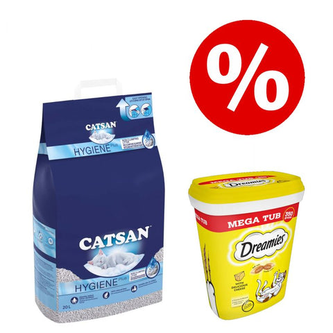 20l Catsan Hygiene Plus Cat Litter + Dreamies Cat Treats - Bundle Pack!* Pet Supplies