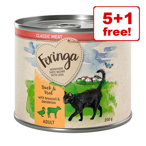 6 x 200g Feringa Classic Meat Menu Wet Cat Food - 5 + 1 Free!* Pet Supplies
