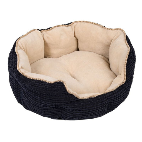 Cozy Kingdom Snuggle Bed - Black / Beige Pet Supplies