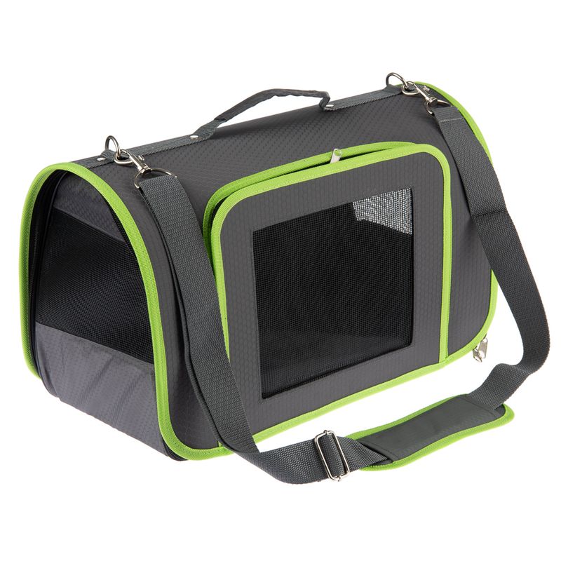 Honeycomb Pet Carrier – Grey & Green Pet Supplies