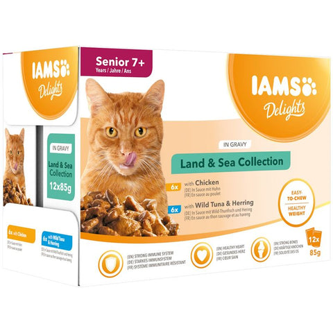 IAMS Delights Senior Land & Sea Collection in Gravy 