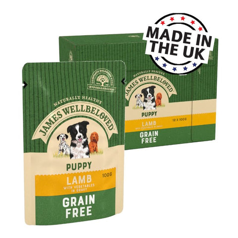 James Wellbeloved Puppy & Junior Grain Free Pouches - Lamb with Vegetables 