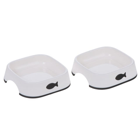 Little Fish Plastic Cat Bowls - Set of 2 Pet Supplies