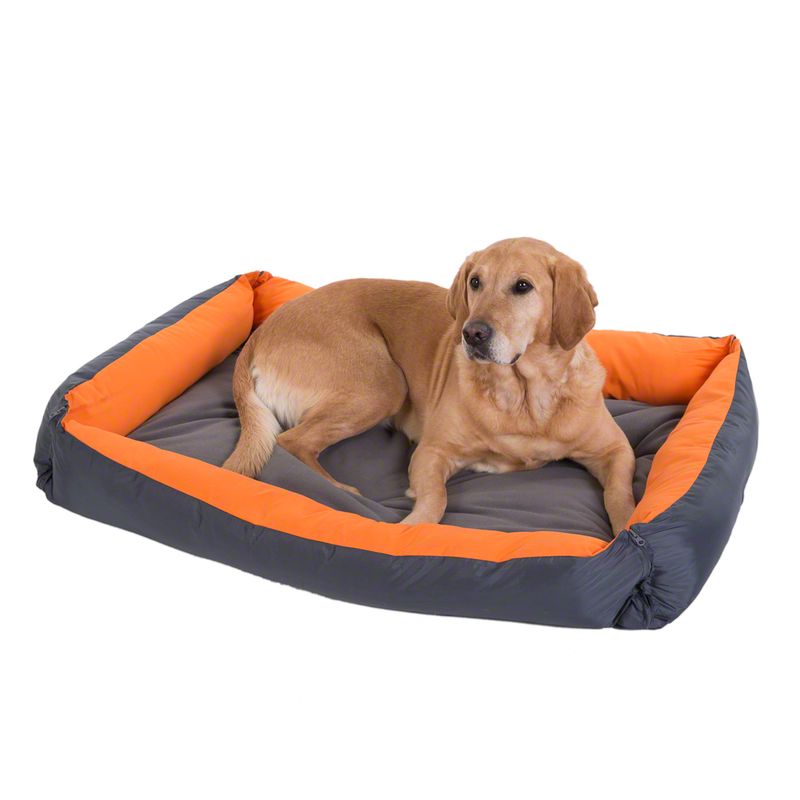 Outdoor Dog Bed 2-in-1 – Grey & Orange Pet Supplies