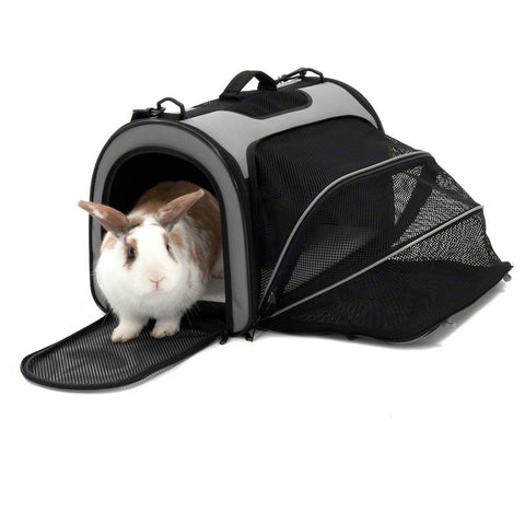 Pet Carrier Freedom with Side Extension - Black  & Grey Pet Supplies