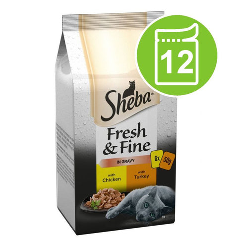 Sheba Fresh & Fine in Gravy Mini Pouches Saver Pack 12 x 50g Pet Supplies