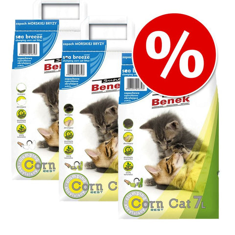 Super Benek Corn Cat  Clumping Litter Economy Packs 3 x 7 Litres Pet Supplies