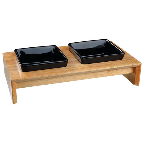 Trixie Ceramic & Wood Feeding Bowl Set Pet Supplies