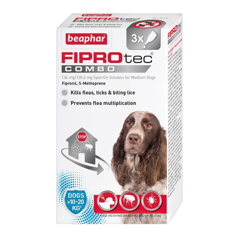 beaphar FIPROtec® COMBO Flea & Tick Spot-On for Dogs - M (10-20kg) Pet Supplies